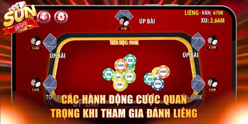 Làm quen các hành động cược quan trọng khi tham gia đánh Liêng