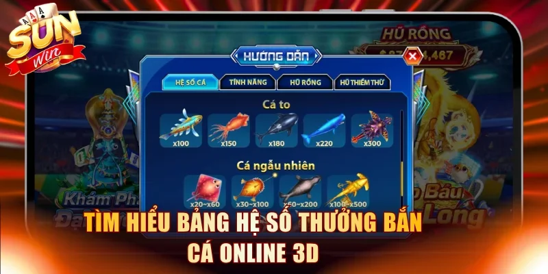 Tìm hiểu bảng hệ số thưởng bắn cá online 3D